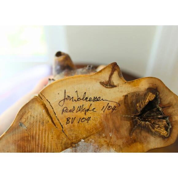 Vintage Maple Live Edge Bud Vase Brutalist Signed Dated Numbered by Artist Cabin - Picture 5 of 6